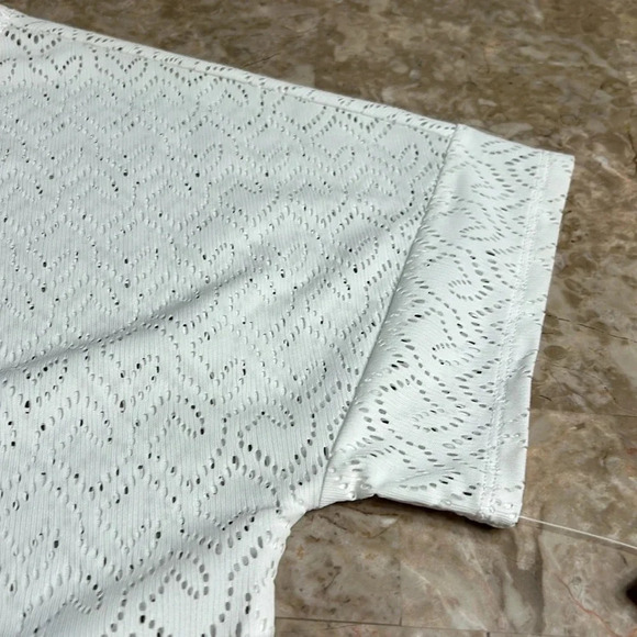 Lole,sheer,eyelets,Hi Lo white boxy top,boat neck,BETH EDITION, Y2K,vintage,NWT - Picture 11 of 11